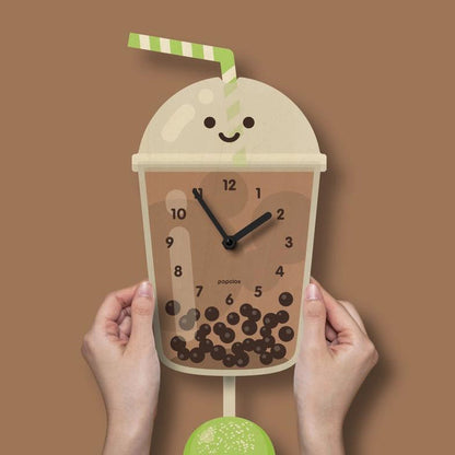 Wood Clock - Bubble Tea Boba Pendulum by Popclox